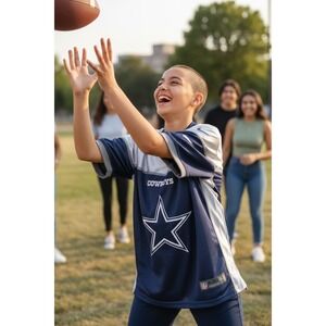 Dallas Cowboys NFL Flag Football Jersey Adult Medium Blue Silver‎ Cheetos